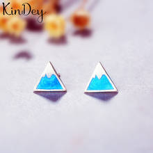 Kindey Real Silver Color Blue Triangle Earrings For Women Wedding Bijoux Statement Jewelry Brincos Pendientes 2024 - buy cheap