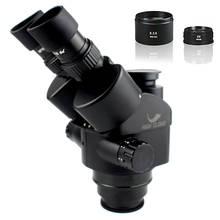 Preto 7x-45x 3.5x-90x simul-focal microscópio trinocular zoom estéreo microscópio cabeça + 0.5x 2.0x lente auxiliar 2024 - compre barato