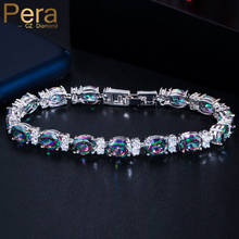 Pera Trendy MultiColored Jewelry Big Oval Mystic Rainbow CZ Crystal Link Chain Bangle Bracelet for Women Party Jewelry Gift B101 2024 - buy cheap