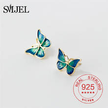 Genuine 925 Sterling Silver Small Butterfly Stud Earrings for Women Silver 925 Anti-allergy Fine Jewelry Kids Valentine's Day 2024 - buy cheap