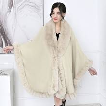 5 Colors Faux Cashmere Thick Shawl Coat Winter Long Big Faux Fur Collar Cardigan Poncho Warm 2021 Women Loose Outstreet Wear 2024 - buy cheap