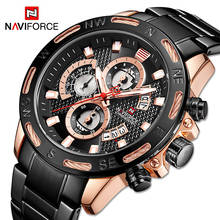 Naviforce relógio masculino impermeável, relógio de pulso cronógrafo militar para homens, de aço inoxidável quartzo 2024 - compre barato