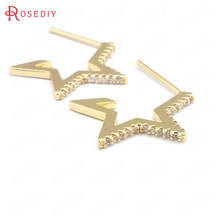 (39643)4PCS 24K Gold Color Brass and Zircon Star Stud Earrings Pins Earrings Jewelry Making Supplies Diy Findings Accessories 2024 - buy cheap