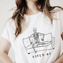 Женская забавная Футболка с принтом скелета Tumblr, модные летние повседневные милые футболки с графикой, женские хипстеры, уличная футболка 2024 - купить недорого