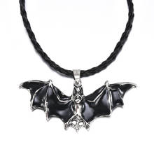 2020 New Fashion Rope Enamel Bat Pendant Antique Silver Color Vampire Necklace Unisex Gothic Jewelry Halloween Gifts Wholesale 2024 - buy cheap