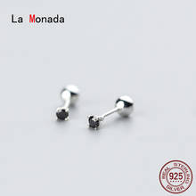 La Monada Round Woman Earrings Silver Korean Small Stud Earrings Female Silver 925 Jewelry Women Earrings Minimalist Black Bead 2024 - buy cheap