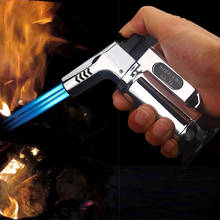 Triple Jet Torch Lighter Spray Gun Baking Kitchen Turbo Pipe Gas Jet BBQ Lighter Butane Cigarette Powerful And Windproof Lighter 2024 - buy cheap