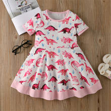 Summer Infant Kids Baby Girl’s Fashion Dinosaur Dress Fresh Short-sleeved Children Princess Ruffle A-Line Dress 2024 - buy cheap