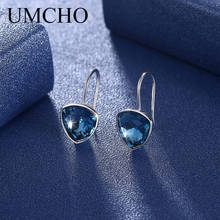 Umcho-brincos de prata esterlina femininos, elegante, azul, 925, nano cristais, presente diário, festa de aniversário, casamento, joias finas 2024 - compre barato