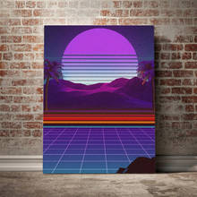 Retro Neon Aesthetics Synthwave Poster Wooden Frame Canvas Painting Wall Art Decor Room Study Home Decoration Framed Prints 2024 - buy cheap