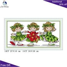 Joy Sunday Three Dancing Girls RA327 14CT 11CT Counted and Stamped Three Little Angels Home Decor Needlepoint Cross Stitch kits 2024 - buy cheap