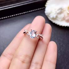 Natural Aquamarine Gemstone Wing Ring S925 Sterling Silver Fine Fashion Charming Jewelry for Women MeiBaPJFS 2024 - buy cheap