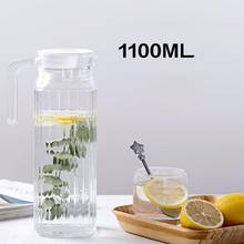 Pote de água resistente ao calor transparente da grande capacidade da chaleira do frasco da garrafa de água de vidro 1100 ml com bule do punho 2024 - compre barato