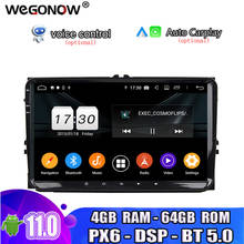 PX6 DSP 9" HD Android 11.0 64GB ROM 4GB RAM 8 Core Car DVD Player GPS RDS Radio wifi Bluetooth5.0 for VW Volkswagen Universal 2024 - buy cheap