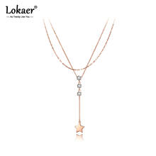 Lokaer Trendy Stainless Steel Double-layer Chain Choker Necklace Jewelry CZ Crystal Star Pendant Necklace For Women N20201 2024 - buy cheap