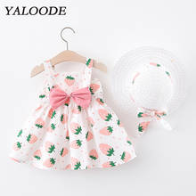 YALOODE Children's Clothing Baby Girl Clothes Summer Baby Girl Dress Strawberry Print Princess Dresses Bow Hat 2pcs Outfits 2024 - buy cheap