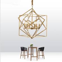 All copper personality creative art Rubik's cube modern minimalist fashion designer model room villa hall bedroom chandelier LED 2024 - buy cheap