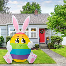 Conejo de pascua inflable de 1,5 m, bonito huevo de Color Conejo, luz LED blanca brillante, ropa de jardín al aire libre, decoración de aire de Pascua, modelo de Juguetes 2024 - compra barato