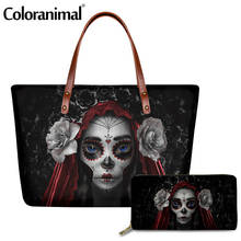 Coloranimal Gothic Sugar Skull Girls Pattern Ladies Handbags 2Pcs/Set Women Large Crossbody Bags&Wallets Tote Shoulder Bags sac 2024 - buy cheap