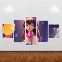 Home Decor Poster HD Pictures Prints Canvas 5 Piece Modular Bunny Girl DVA Overwatch Game Living Room Decorative Painting Framed 2024 - buy cheap