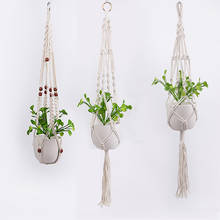 Macrame Wall Hanging Decoration Plant-Pot Net Basket Hanger Handmade Woven Pure Cotton Rope Beads Boho Tapestry Hanging Decor 2024 - buy cheap