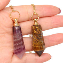 Natural Stone Agates Perfume Bottle 60cm Necklace Pendant Amethysts/Tiger Eye Stone Necklace Charm Jewelry Gift Size 15x42mm 2024 - buy cheap