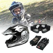 Motorcycle Youth Kids Helmet ATV Motocross Dirt Bike Black  Helmet w/ Goggles+Gloves S M L XL 2024 - buy cheap