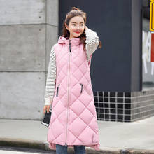 Novo colete feminino longo sem mangas, casaco de algodão grosso e quente, jaqueta feminina para outono e inverno, plus size 3xl 2024 - compre barato