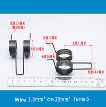 Torque od da mola 30mm da torsão do diâmetro do fio de 2 pces 1.8mm com mola do gancho aço niquelado 6 voltas 2024 - compre barato