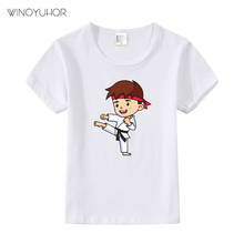 Taekwondo impressão tshirt dos desenhos animados crianças meninas topos 2021 nova moda verão manga curta camiseta do bebê meninos t camisa para crianças 2024 - compre barato