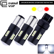 Farol para carro, 2 peças 1156 bau15s led 1157 bay15d 21w 3030 21smd lâmpada super brilhante t20 7443 7440 led para luz de ré 2024 - compre barato