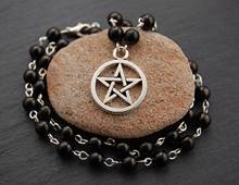 Jet and Pentacle Necklace. Pagan Druid Wicca Witch Ceridwen Hecate Morrighan Morrigan Pentagram 2024 - buy cheap