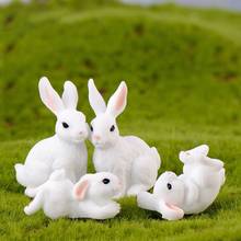 4Pcs/Set Garden Cute White Rabbits Miniature Resin Figurine Home Decor Micro Landscape Craft Plant Pot Fairy DIY Ornament 2024 - buy cheap
