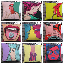 18" POP Art Sexy Woman Lips Beautiful Girl Weep Comic Home Decorative Sofa Throw Pillows Pillowcase Cotton Linen Chair Cushion 2024 - buy cheap