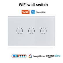 US Wifi Smart Wall Switch Touch Glass Panel Mobile tuya& smart life APP Remote Control  work with  Alexa Google Home 2024 - buy cheap