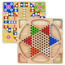 Juego de tablero 2 en 1 de madera, de dos caras para damas chinas, tablero Flying Ludo, juguete familiar para niños. 2024 - compra barato