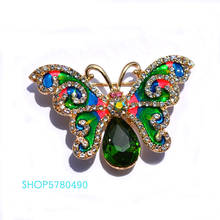 Broche borboleta colorida elegante com strass, enfeite joia clássica feminina colorida 2024 - compre barato