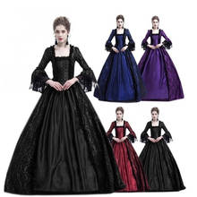 Medieval Cosplay Renaissance Christmas Lace Women Dress Flare Sleeve Party Dress Court Retro Plus High Waist Queen Gown Dress 2024 - buy cheap