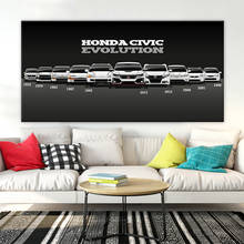 Arte modular para parede, 1 peça, tela hd impressa, retrô, honda civic, pintura de carro, decoração moderna para casa, sala de estar 2024 - compre barato