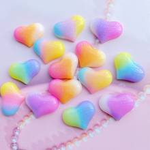 10Pcs Cute New Shiny Tricolor Heart Flatback Cabochon Scrapbook Kawaii DIY Embellishments Accessories F98 2024 - buy cheap