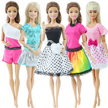 Vestidos de princesa para muñecas Barbie, ropa de falda con patrón de flores, accesorios, juguetes, moda hecha a mano, 5 uds. 2024 - compra barato