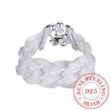 21cm Mesh Cross Bracelets 2.5cm Big Width Twist Bangles Fine Jewelry 925 Sterling Silver Bangles Pulseira De Prata 2024 - buy cheap