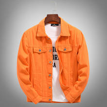 Jaqueta feminina do vintage 2020 outono oversize denim jaquetas lavadas roxo laranja jeans casaco turn-down colarinho outwear bombardeiro jaqueta 2024 - compre barato