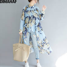 DIMANAF Women Blouse Elegant Lady Tops Oversize Shirts Long Sleeve Print Floral Female Clothes Loose Casual Beach Autumn 2021 2024 - buy cheap