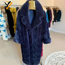2021 Winter Women's Real Fur Coat Natural Mink Fur Coat Lapel Long Sleeve Girls Fashion Warm Thick Long Mink Fur Jacket 100cm 2024 - buy cheap