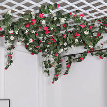 Flores de seda para decoración de bodas, guirnalda colgante de hojas verdes de ratán, flor Artificial, hiedra, vid, fiesta, hogar y jardín 2024 - compra barato