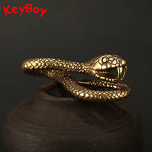 Vintage Handmade Brass 12 Zodiac Snake Keychain Charms Creative Copper Belt Hanging Buckle Snake Key Chain Rings Pendant Jewlery 2024 - buy cheap
