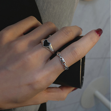 Женские винтажные кольца на палец Cxwind, регулируемые кольца с черным сердцем в стиле хип-хоп, массивные ювелирные изделия в подарок 2024 - купить недорого