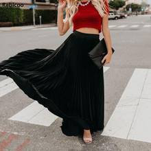 Pleated Long Skirt new Lady Loose Soild High Waist Length Skirt All-match Womens Ankle-Length SMaxi kirt plus D08 2024 - buy cheap