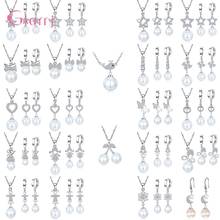 Fashion Hot Sale 925 Sterling Silver  Stunning Charms Crystal Paved Water Pearls Pendant Necklace Earrings Jewelry Set For Women 2024 - buy cheap